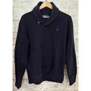 Polo Ralph Lauren Shawl Collar Neck Pullover Sweater Mens Large Navy Blue Knit